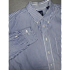 VTG Gap Shirt Men's XL Blue White Striped Long Sleeve Button Up Chest Pocket Y2K